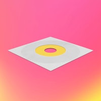 a cd on a pink and yellow background